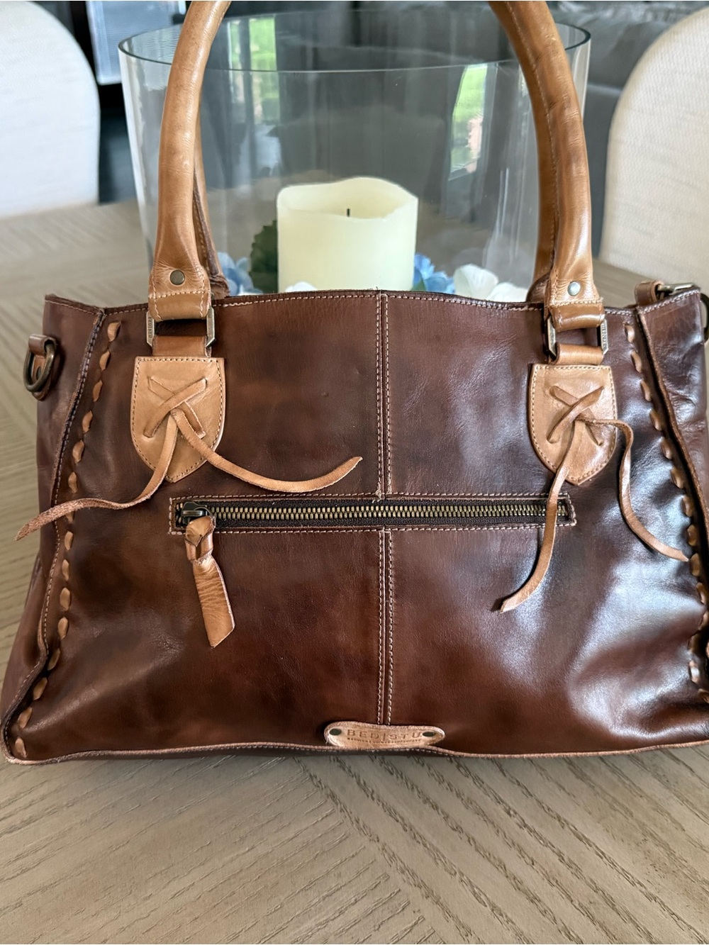Bed Stu NEW RELEASE ROCKABABY Teak Rustic Leather Shoulder Bag NWT Retails $295 - Picture 4 of 13